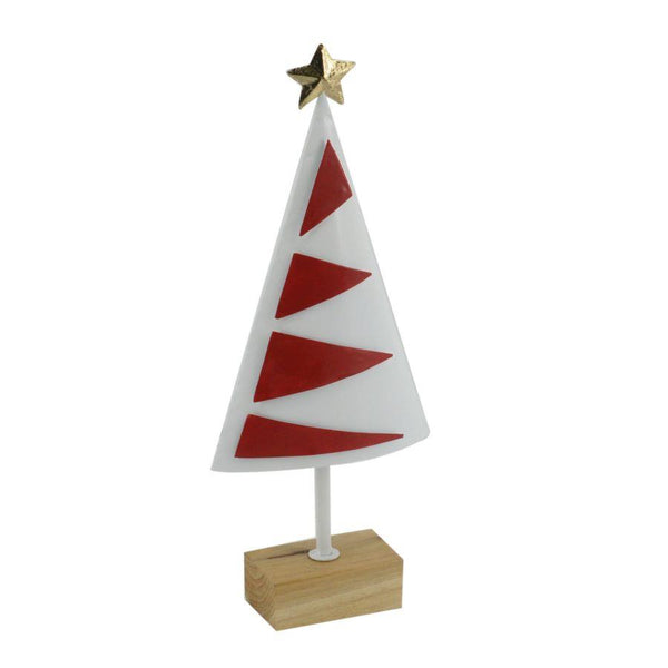 sconto Albero metallo bianco rosso cm 15x6xh34