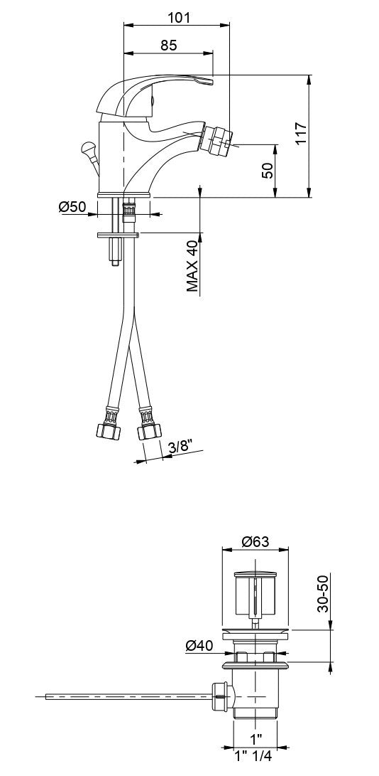 Rubinetto Miscelatore Monocomando Bidet in Ottone Bonussi Detroit Cromato-2