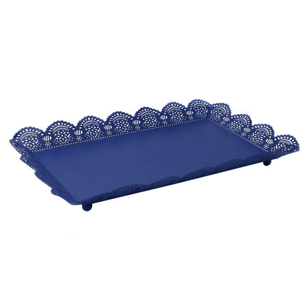 prezzo Vassoio Rettangolare 39x22xh3,5 cm in Metallo Blu