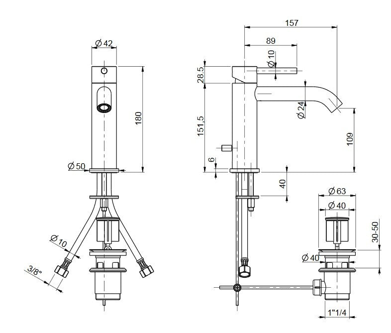 Rubinetto Miscelatore Monocomando Lavabo Bocca Lunga in Ottone Cromato Bonussi Missisipi-2