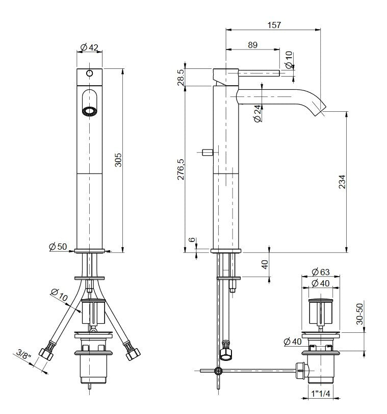 Rubinetto Miscelatore Monocomando Lavabo Alto in Ottone Cromato Bonussi Missisipi-2