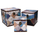 Set 3 Scatole in Similpelle blu marocco quadro-2