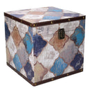 Set 3 Scatole in Similpelle blu marocco quadro-6