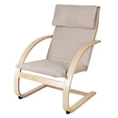 Poltrona Relax con Struttura in Legno Rivestimento Sfoderabile in Tessuto Beige-1