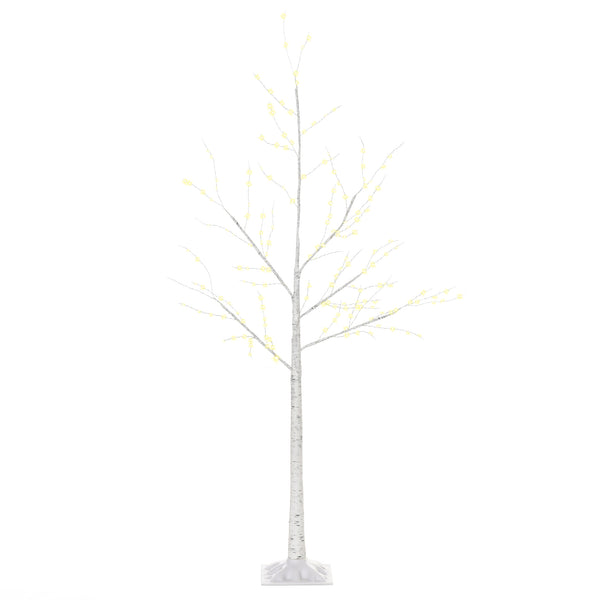 online Albero di Natale Bianco con Luci LED 20x20x150 Base Quadrata in Acciaio e Polipropilene