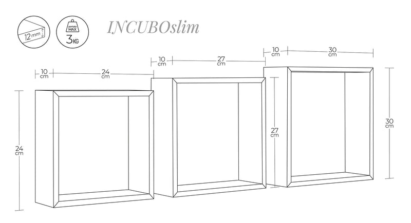 Set 3 Mensole da Parete Cubo in Fibra di Legno Incubo Slim Rovere Tabacco-5