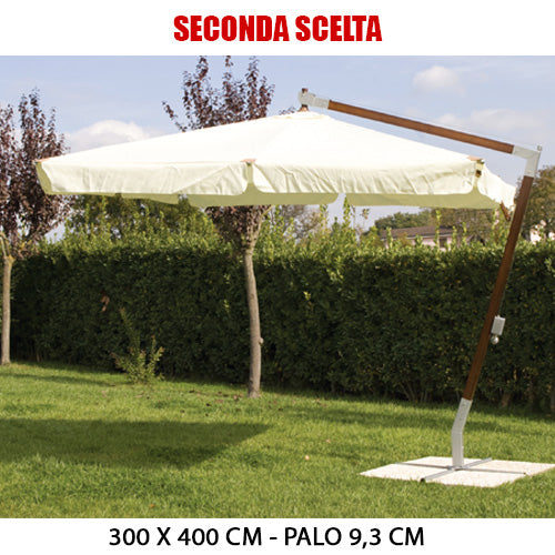 Ombrellone Decentrato in Legno 300X400X9,3 Cm Bianco da Giardino per Arredo Esterno Seconda Scelta prezzo