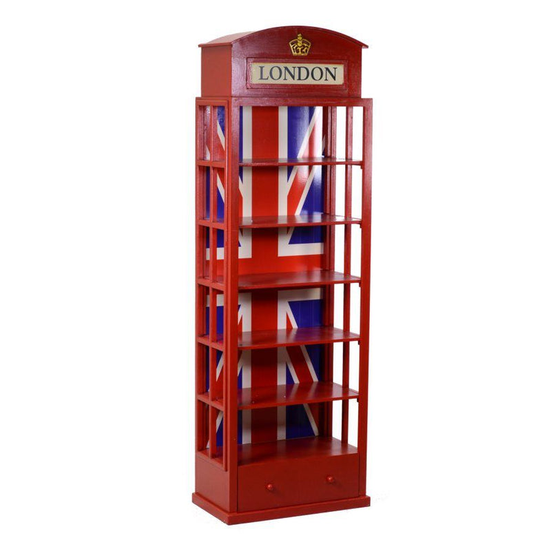 Libreria 6 Ripiani 1 Cassetto 48x27xh146 cm in Legno London Rosso-1