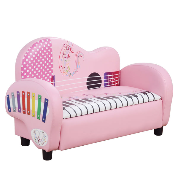 Divano Sofa per Bambini 2 Posti Fantasia Musicale 75x38x50 cm  Rosa prezzo