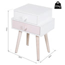 Comodino con 2 Cassetti in Legno MDF 42x30x57 cm  Bianco e Rosa-6