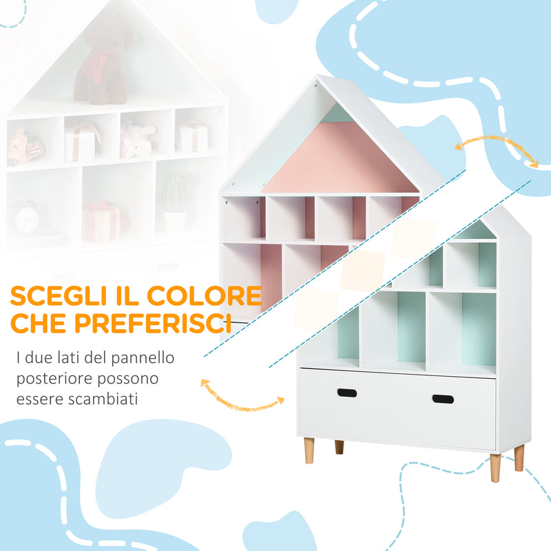 Libreria Scaffale Portagiochi per Cameretta 82x30x126 cm Bianca