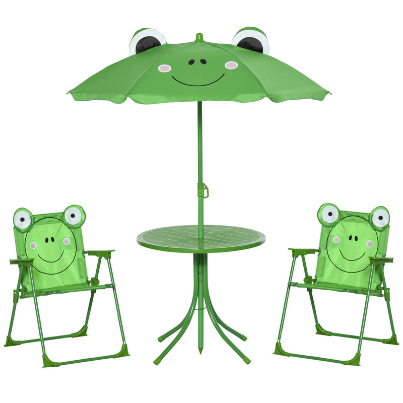 Set Tavolino e 2 Sedie Pieghevoli da Giardino per Bambini con Ombrello  Verde Rana – acquista su Giordano Shop