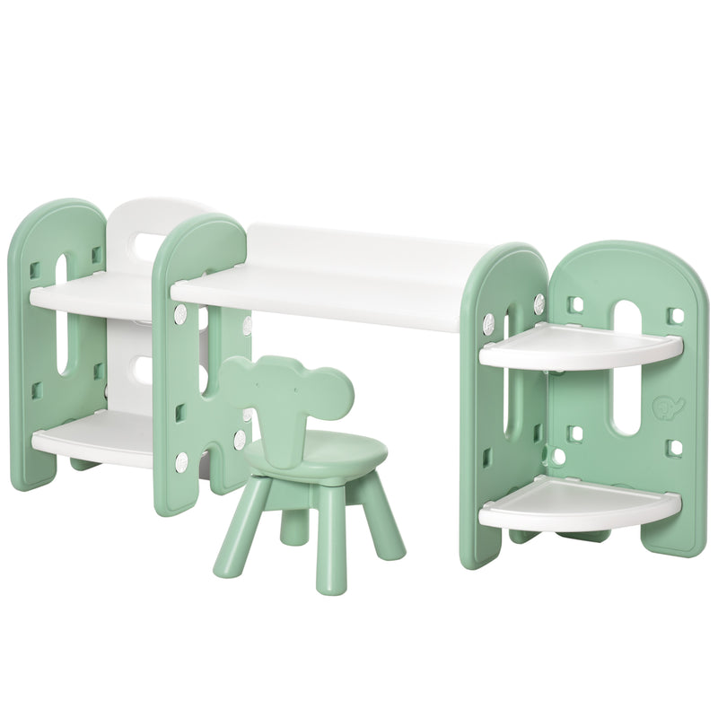 Set Tavolino con Sedia per Bambini Verde-1