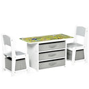 Set Tavolino con 2 Sedie per Bambini in MDF Bianco e Grigio-1