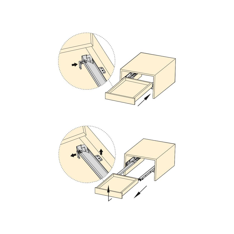 Guide a Scomparsa Silver per Cassetti ad Estrazione Totale P250 Zincato Bianco Acciaio Emuca-3