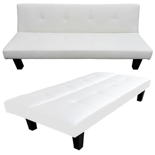 Divano Letto 3 Posti Reclinabile Divanoletto Prontletto in Similpelle Bianco Crema sconto