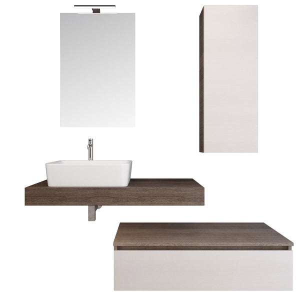 Mobile Bagno Sospeso 100-140 cm Lavabo Specchio e 2 Pensili Bonussi Ansel prezzo