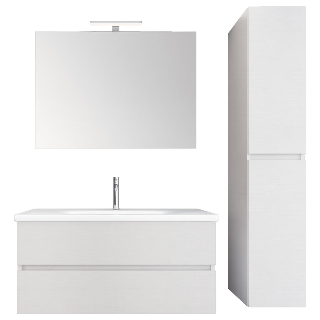 Mobile Bagno Sospeso 130 cm Lavabo Specchio e Pensile Bonussi Bianco Larice  – acquista su Giordano Shop