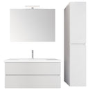 Mobile Bagno Sospeso 130 cm Lavabo Specchio e Pensile Bonussi Bianco Larice-1