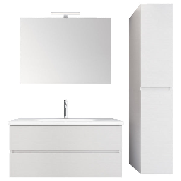 Mobile Bagno Sospeso 130 cm Lavabo Specchio e Pensile Bonussi Bianco Larice prezzo