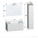 Mobile Bagno Sospeso 130 cm Lavabo Specchio e Pensile Bonussi Bianco Larice-6