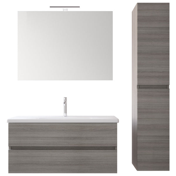 Mobile Bagno Sospeso 100 cm Lavabo Specchio e Pensile Bonussi Mendel Grigio online