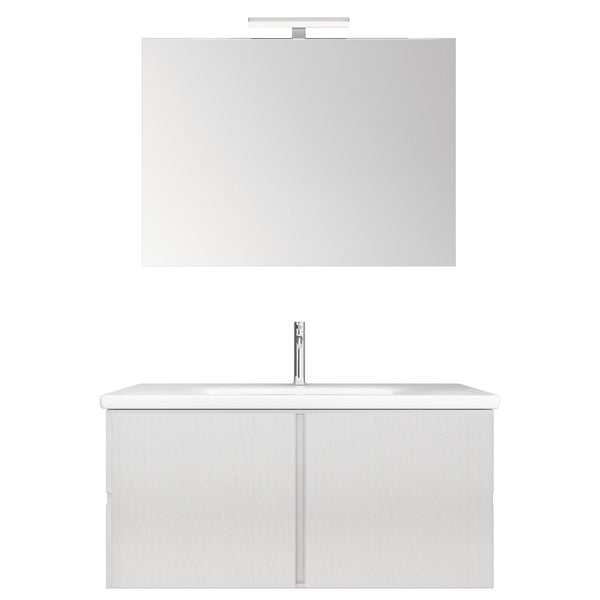 prezzo Mobile Bagno Sospeso 80 cm Lavabo e Specchio Bonussi Ansel Bianco Larice