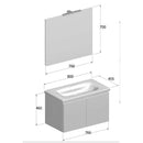 Mobile Bagno Sospeso 80 cm Lavabo e Specchio Bonussi Ansel Bianco Larice-4