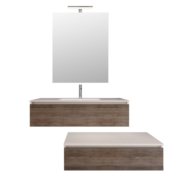 Mobile Bagno Sospeso 100-160 cm Lavabo e Specchio Bonussi Ansel Rovere Scuro online