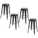 Set 4 Sgabelli Bar 43x43x76 cm con Poggiapiedi in Metallo Nero-1