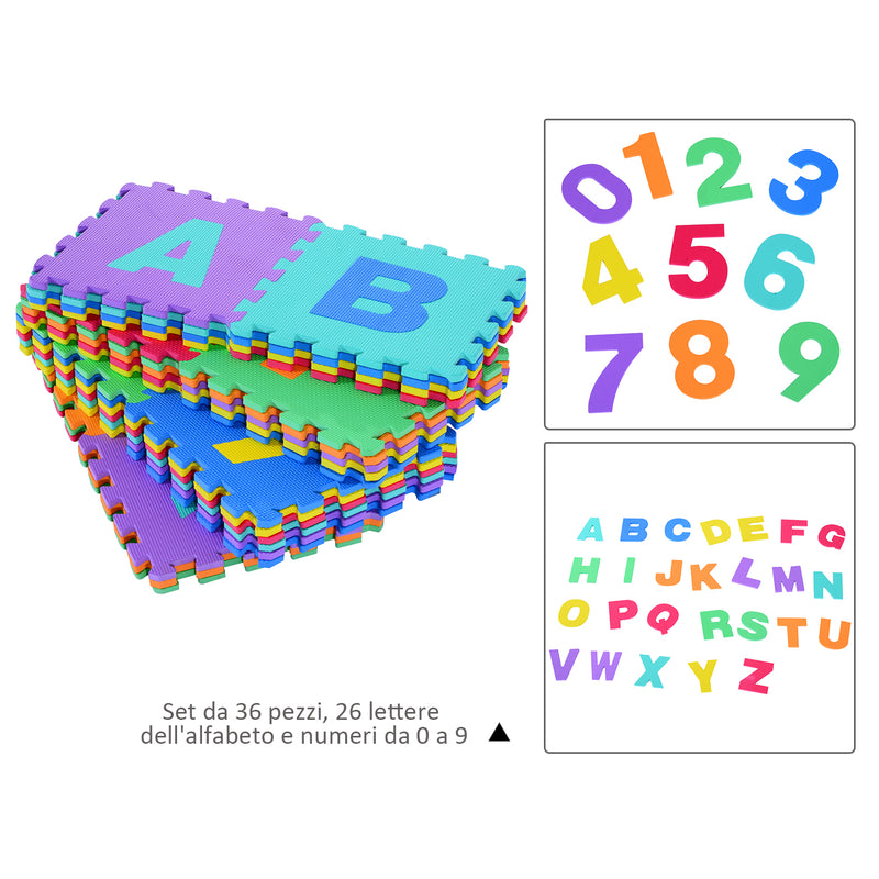 Tappeto da Gioco 36 Pezzi Puzzle in EVA con Numeri e Lettere 31x31 cm -4