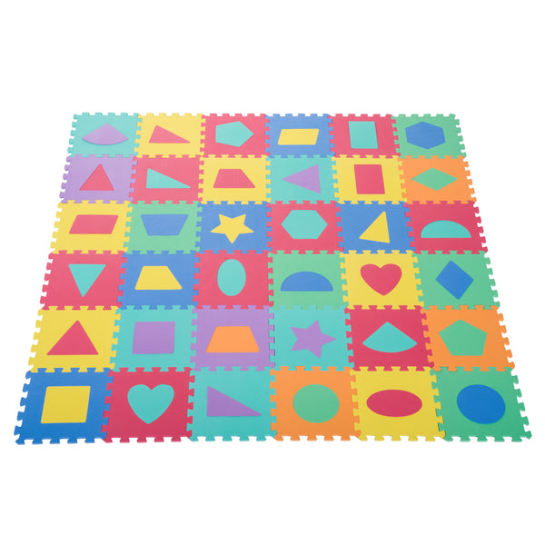 sconto Tappeto Puzzle con Forme Geometriche 36 Tessere 31x31 cm Colorato