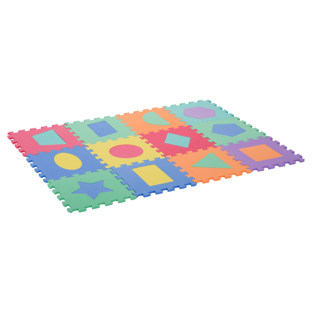 Tappeto per Bambini Puzzle Forme Geometriche 12 Tessere 31x31 cm