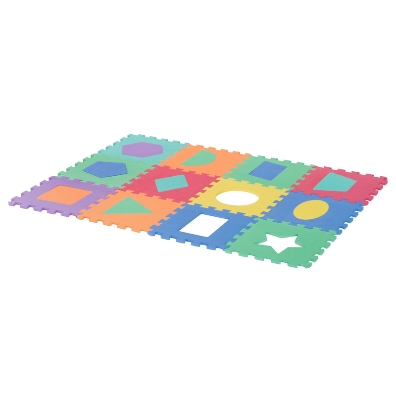 Tappeto per Bambini Puzzle Forme Geometriche 12 Tessere 31x31 cm