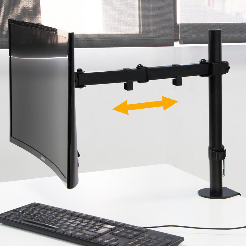 Supporti per monitor inclinabili e girevole a 360° per tavolo., Semplice,  Verniciato nero, Acciaio.