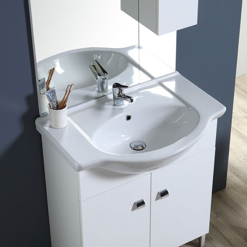 Mobile Bagno con Lavabo Specchio e Pensile Rizzetti Berlin Bianco Varie Misure-2