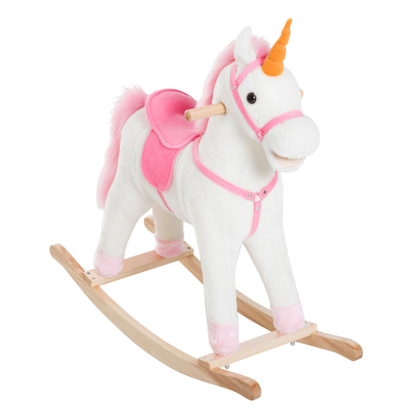 Dondolo per Bambini in Legno Unicorno Cavalcabile Bianco e Rosa online