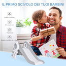 Scivolo per Bambini con 3 Scalini 133x52x58cm Grigio e Bianco-5