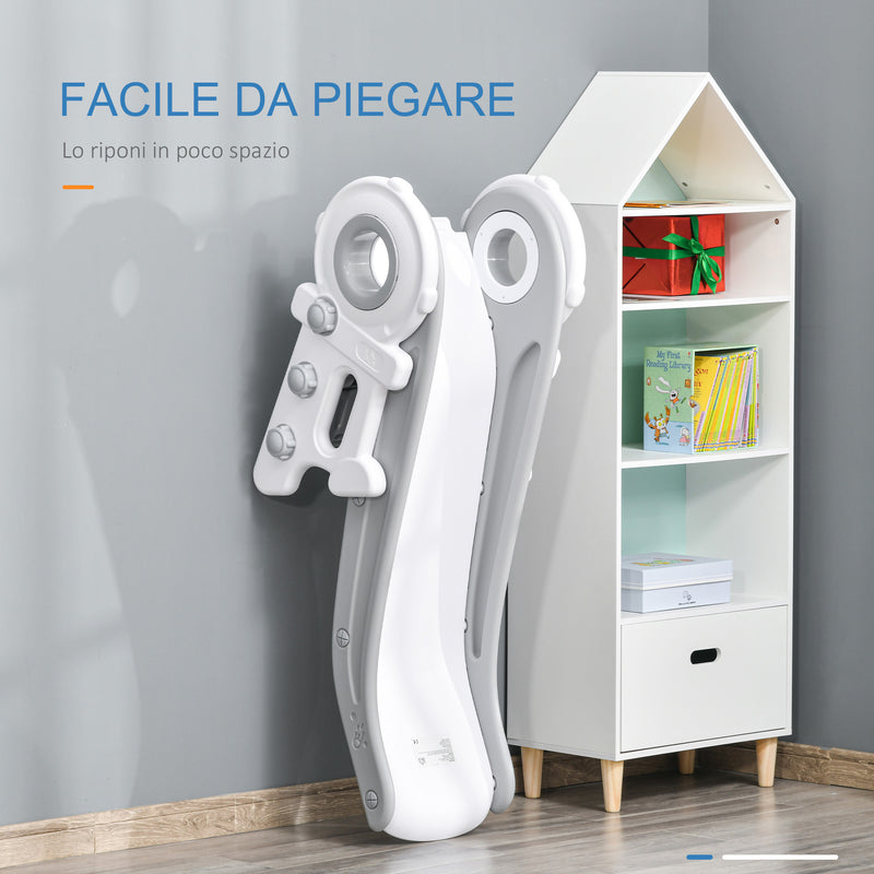 Scivolo per Bambini con 3 Scalini 133x52x58cm Grigio e Bianco-6