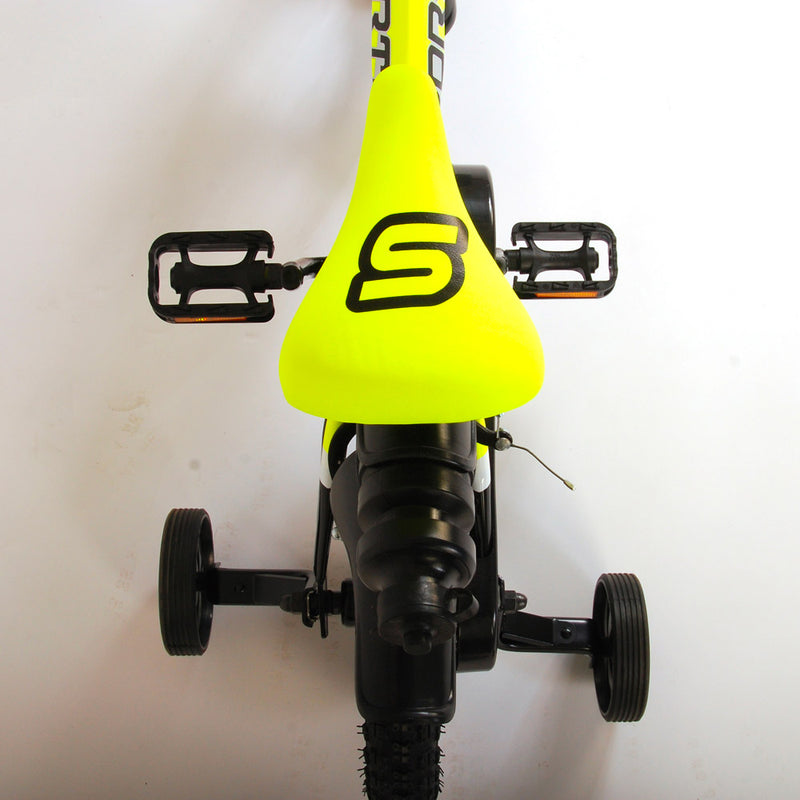 Bicicletta per Bambino 12" 2 Freni Sportivo Giallo Neon e Nero-4