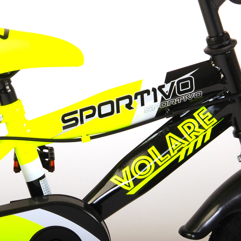 Bicicletta per Bambino 12" 2 Freni Sportivo Giallo Neon e Nero-6