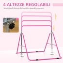 Barra Trazioni per Bambini 148x105x88-128 cm 4 Altezze Regolabili in Acciaio Rosa-4