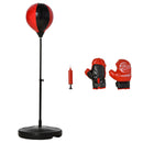 Punching Ball per Bambini con Guantoni Altezza Regolabile Rosso e Nero-1