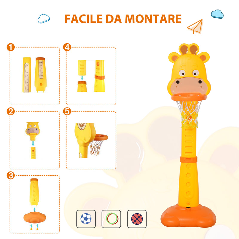 Canestro per Bambini Giraffa con Accessori   Giallo e Arancione-7