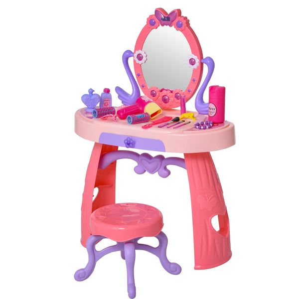 sconto Postazione Trucco Specchiera Giocattolo per Bambini con Sgabello   Rosa