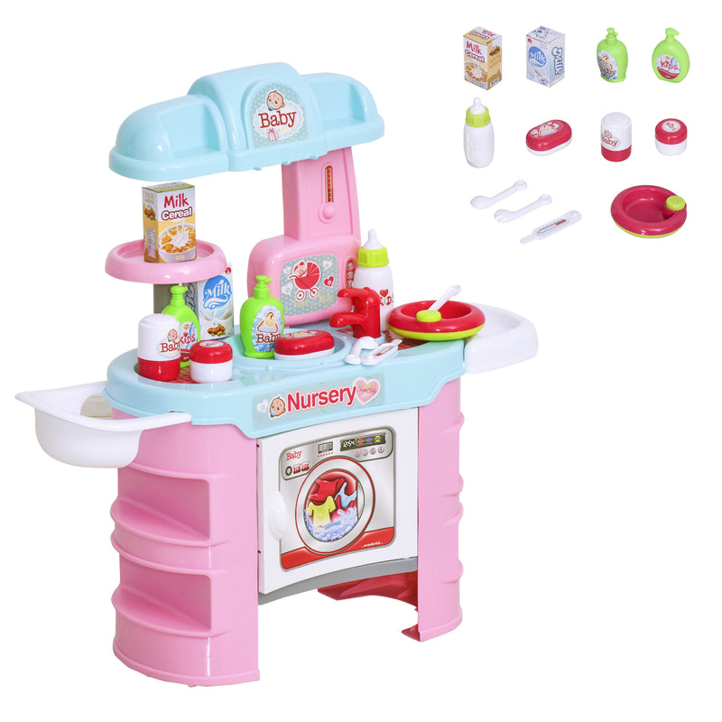 Postazione Bagno Giocattolo per Bambini con 25 Accessori  Azzurro e Rosa-1