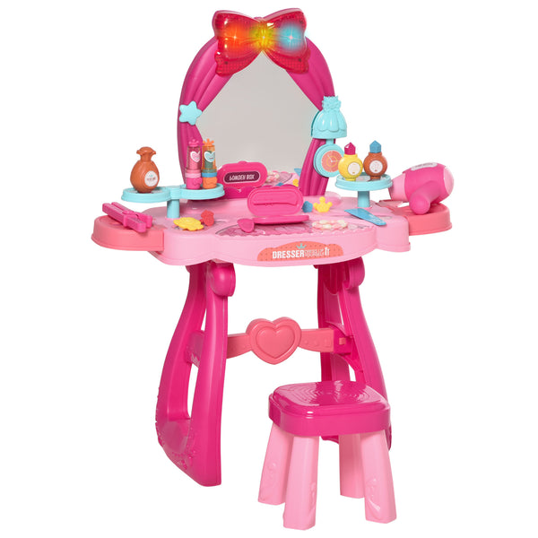 Postazione Trucco Specchiera Giocattolo per Bambini con Specchio e Accessori Rosa e Rosso prezzo