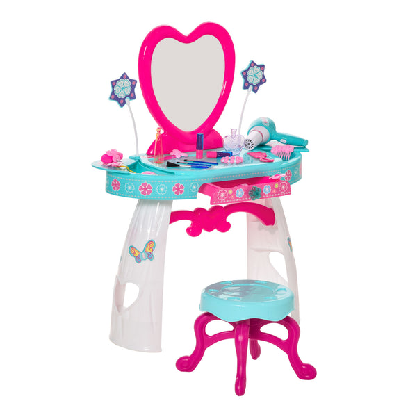 acquista Postazione Trucco Specchiera Giocattolo per Bambini con Specchio e Accessori Azzurro e Bianco