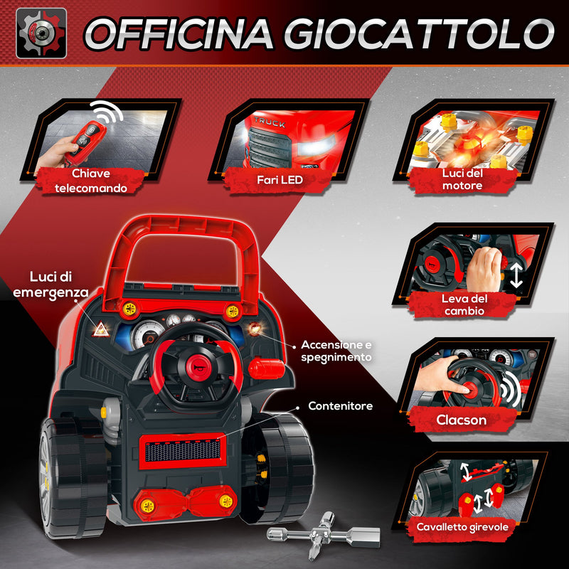 Officina Camion Giocattolo per Bambini 40x39x47 cm con 61 Accessori Rosso-4