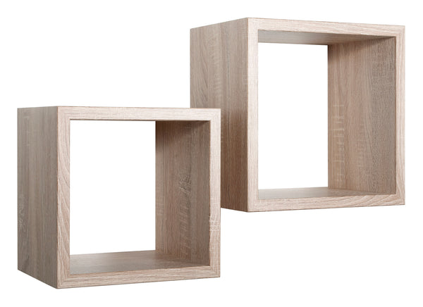 Set 2 Mensole Cubo da Parete Quadrato in Fibra di Legno Q-Bis Maxi Rovere Naturale/Sagerau acquista